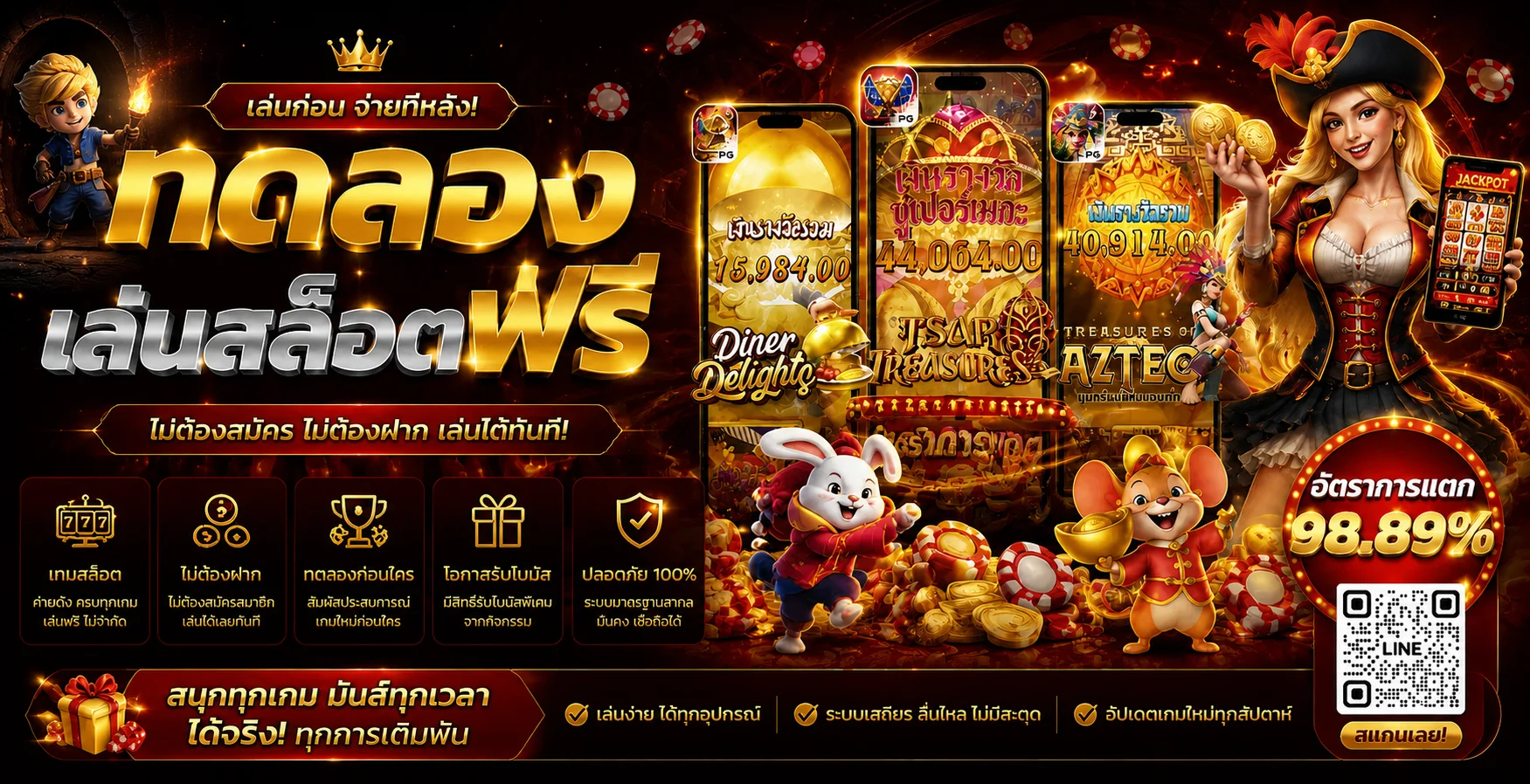 แบนเนอร์ทดลองเล่นสล็อตฟรีบน ALLINTHAI