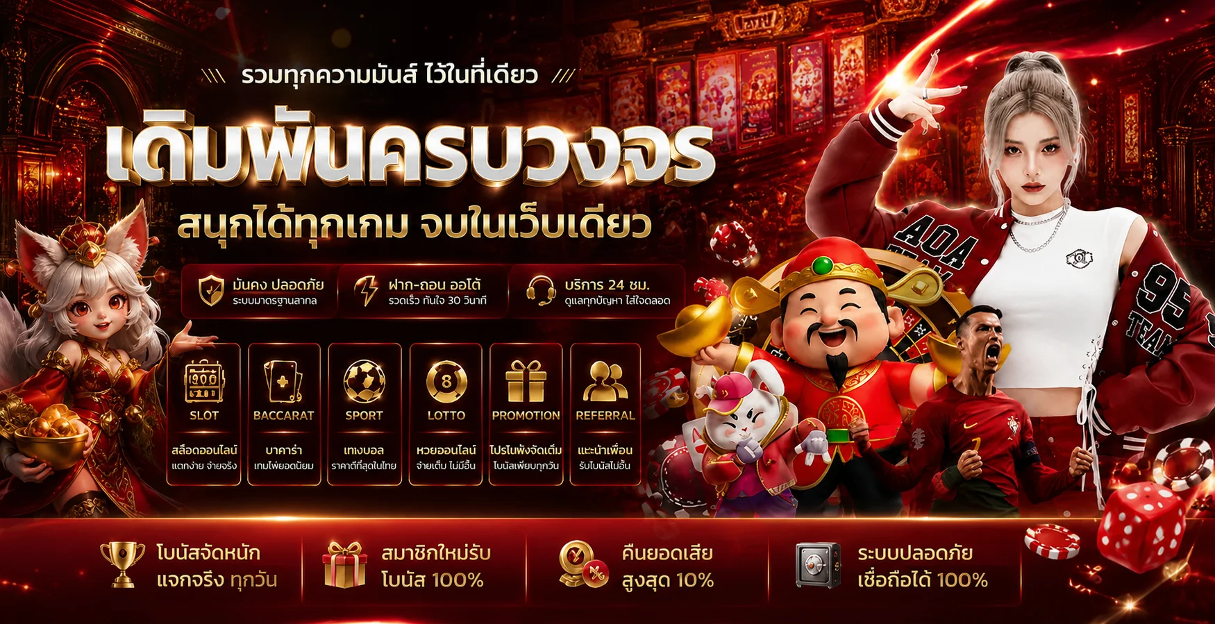 ภาพรวมสล็อต คาสิโน กีฬา และหวยบน ALLINTHAI